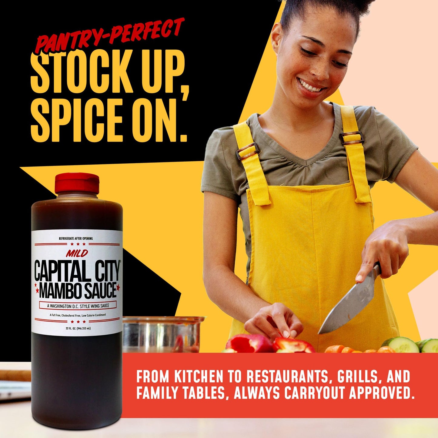 Capital City Mambo Sauce Mild, Washington Dc Wing Sauces, Perfect Condiment For Wings Chicken Pork Beef Seafood Burgers Rice Or