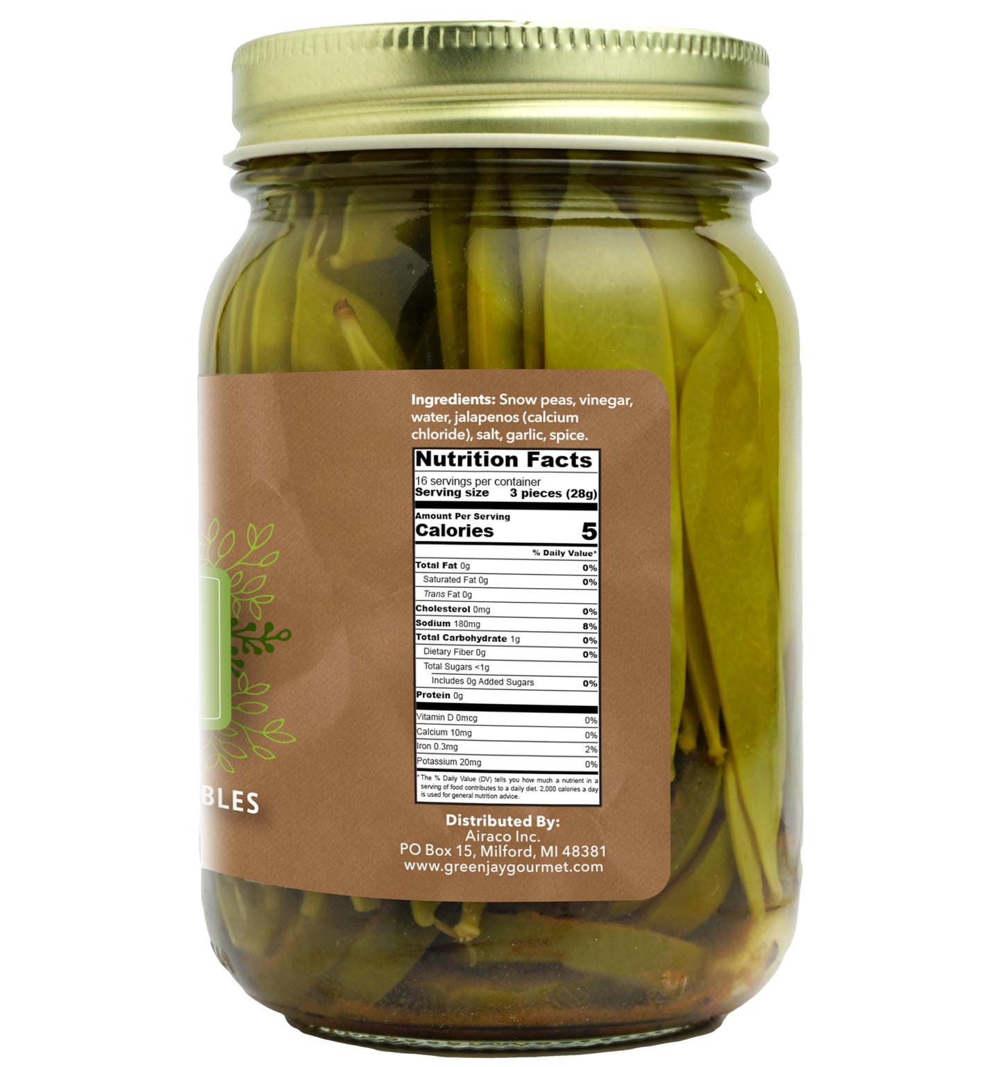 Green Jay Gourmet Pickled Snow Peas In A Jar - Fresh Hand Jarred Vegetables For Cooking & Pantry - Home Grown Pre-Prepared Pickl