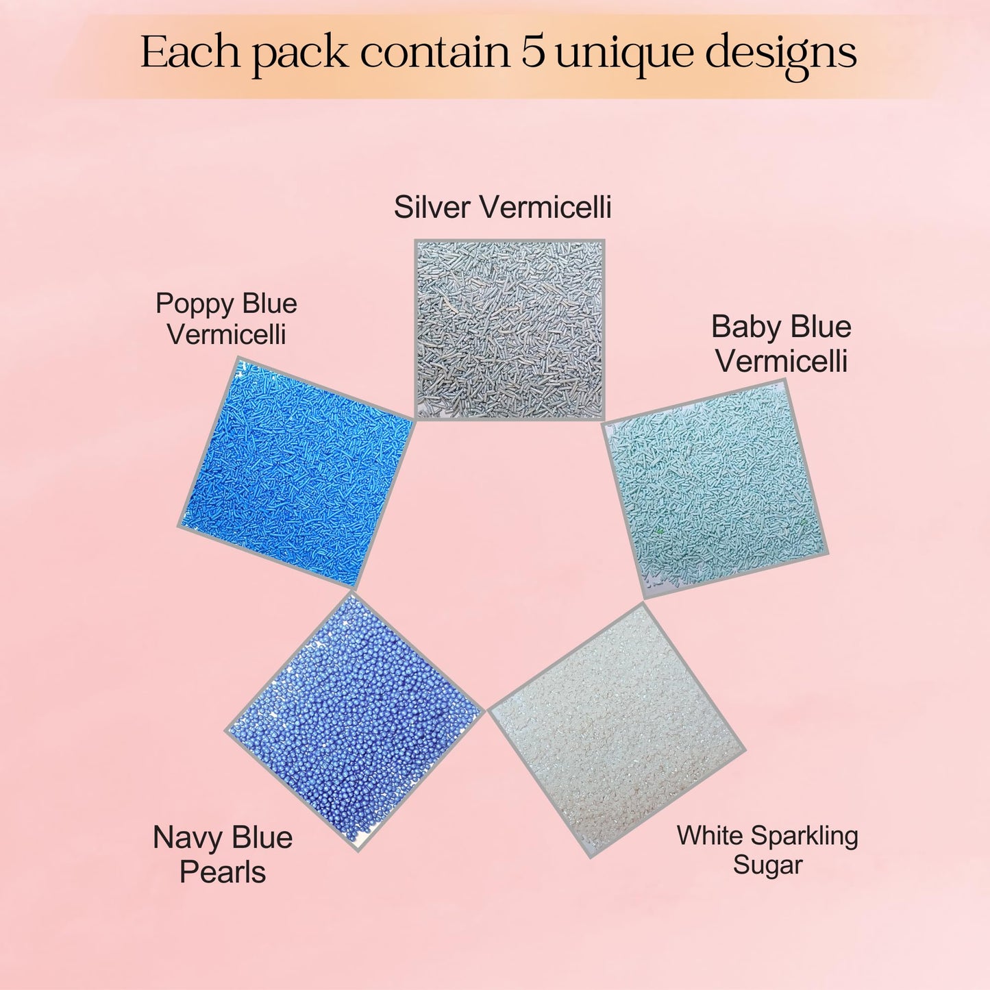 Confect Blue Sprinkles Mix – 5 Oz, Multicolor with Navy Dragees, Silver, Baby Blue Jimmies & White Sparkling Sugar, Vegan & Gluten-Free