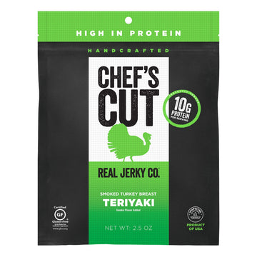 Chef's Cut Real Turkey Jerky, Teriyaki, 2.5 Ounce