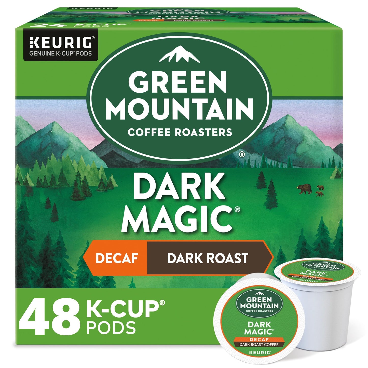 Green Mountain Coffee Decaf Dark Magic K-Cups, 24 Count, Pack of 2