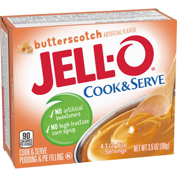 Jell-O, Cook & Serve, Pudding & Pie Filling, Butterscotch, 3.5Oz Box (Pack Of 4)