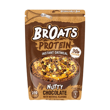 BrOats High Protein Oatmeal With 30g Of Protein Per Serving - Protein Packed Gluten Free Delicious Tasting High Protein Oats (Pack of 1  Nutty Chocolate)