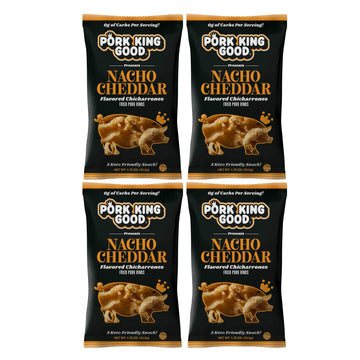 Pork King Good Nacho Cheddar Pork Rinds 7 OZ FAMILY SIZE (Chicharrones - Keto Snacks)