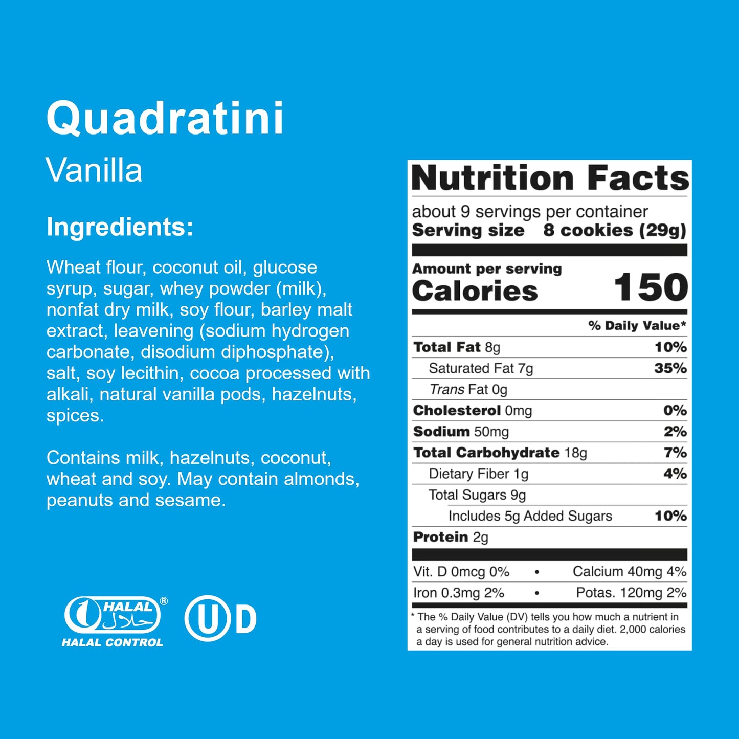 Loacker Quadratini Vanilla Wafer Cookies Large - 30% Less Sugar - Premium Crispy Bite Size Wafers With Vanilla Cream Filling - Resealable Family Pack - Non-Gmo - Sustainably Sourced Vanilla From Madagascar- Large Snack Bag 250G/8.82Oz, Multipack Of 6