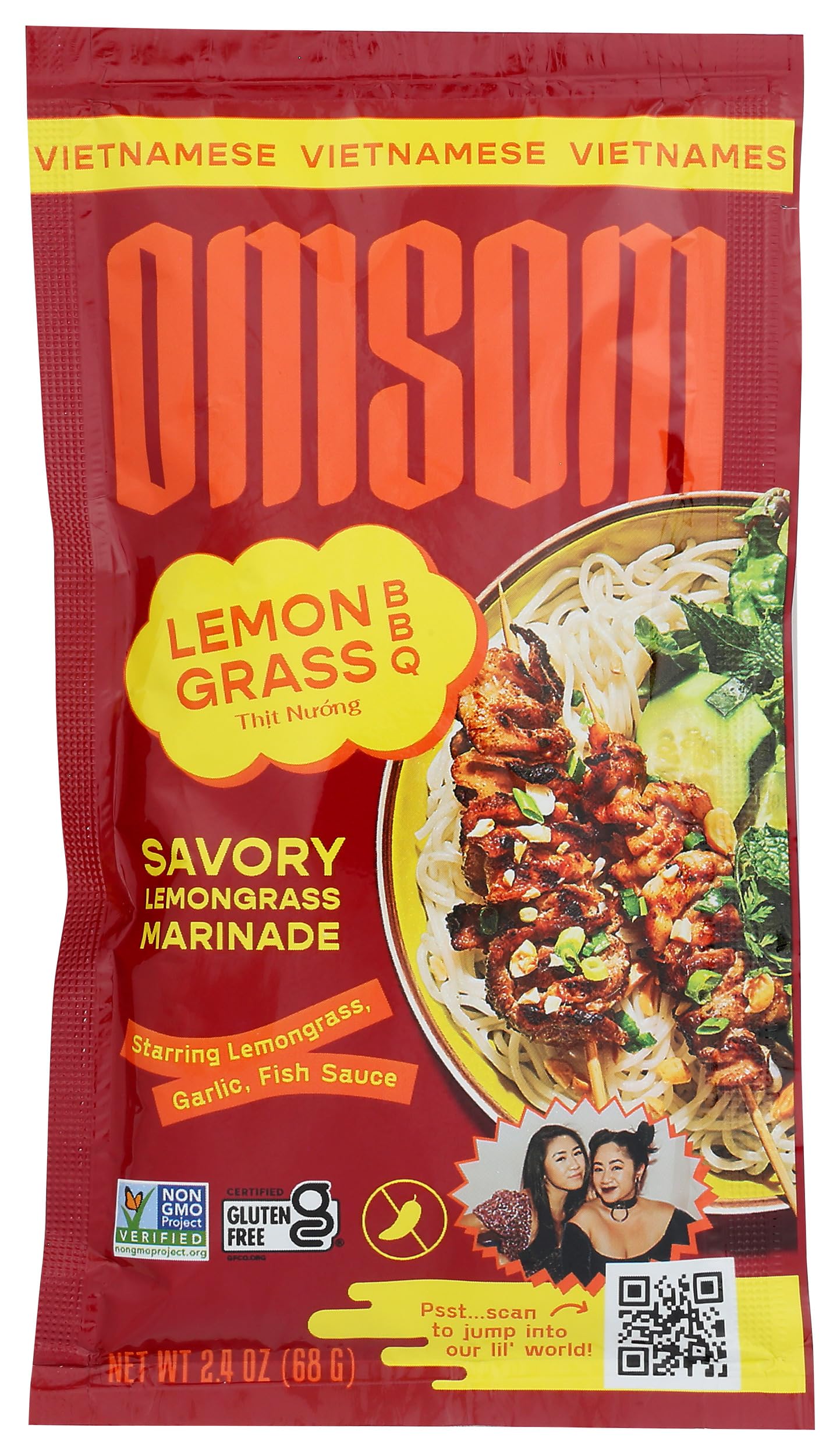 Omsom - Marinated Savory Lemongrass Barbecue - Case Of 8-2.4 Fluid Ounces