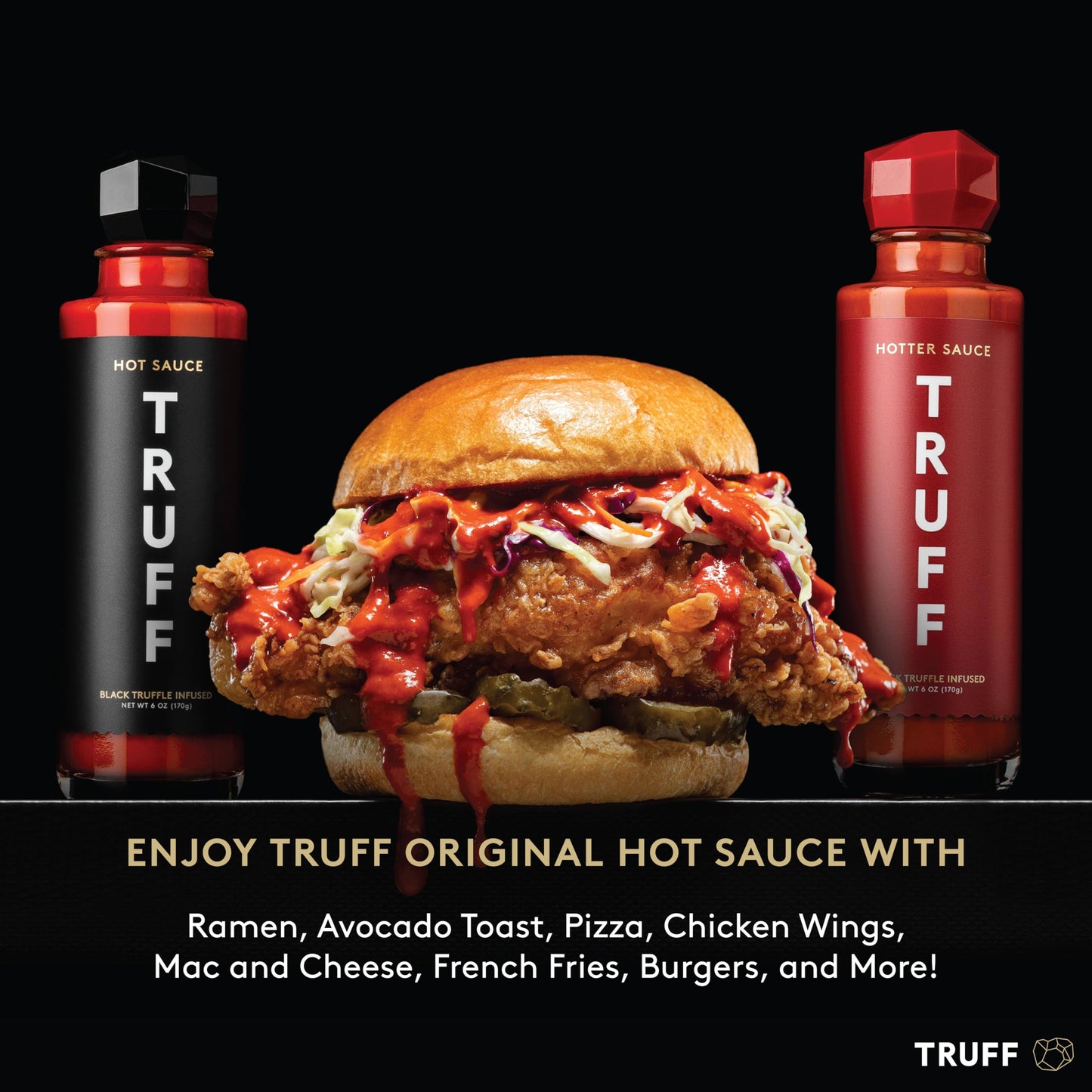 Truff Hot Sauce And Hotter Sauce 2-Pack Bundle, Gourmet Hot Sauce Set, Black Truffle And Chili Peppers, Gift Idea For The Hot Sauce Fans (Black/Red, 6 Oz, 2 Count)