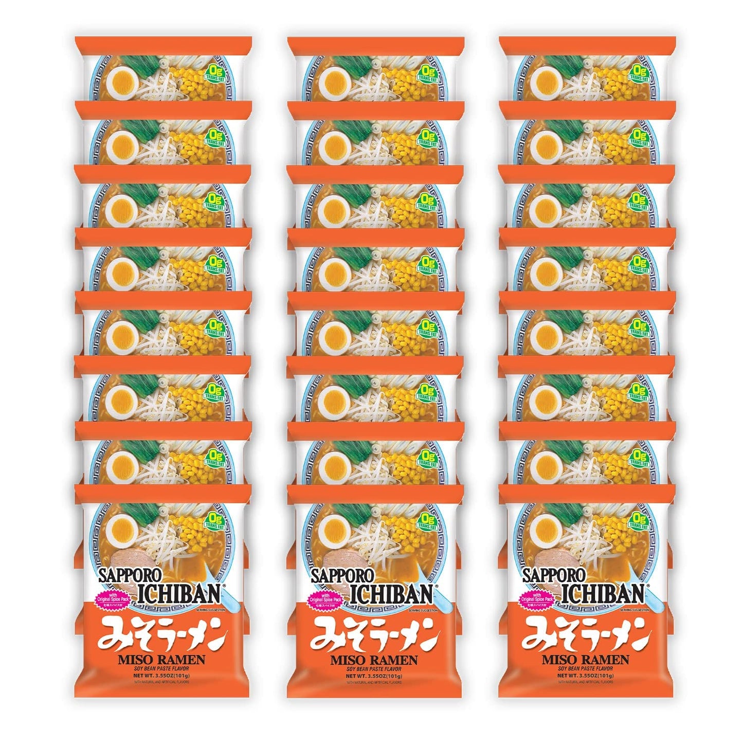 [Sapporo Ichiban] Miso Flavor Ramen Noodles, No. 1 Tasting Japanese Instant Noodles (3.5 Oz. X 24 Pouches)