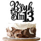 Rsstarxi Cake Topper, Black Glitter Star, 13th Birthday Decorations, Model XM1222-13, Cheers to 13 Years
