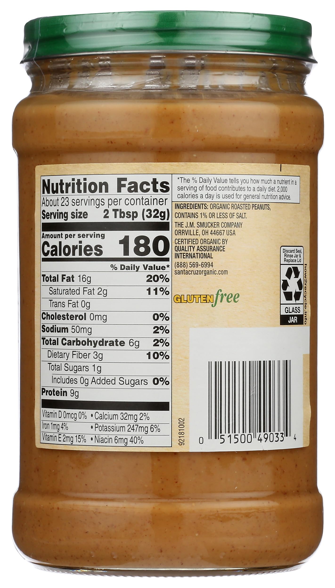 Santa Cruz Organic - Peanut Butter Organic Dark Roast Creamy - Case Of 6-26 Ounces