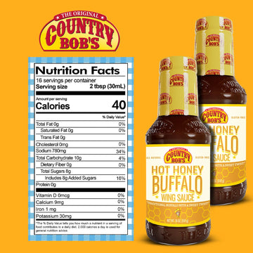 Country Bob'S Hot Honey Buffalo Wing Sauce - Traditional Buffalo With Sweet Twist, Small Batch, Ideal For Grilling, Frying, Baki