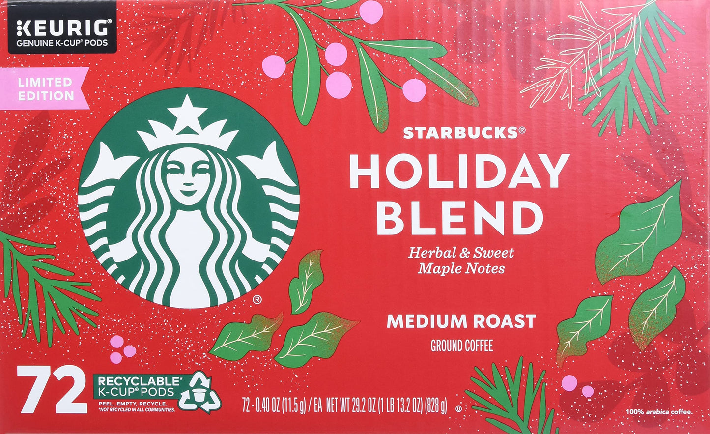Starbucks Holiday Blend Medium Roast Coffee 72/ 0.40 Oz Net Wt 29.2 Oz,, ()
