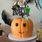Gyufise 1Pcs Halloween Happy Birthday Cake Topper Glitter Jack And Sally Pumpkin Bat Castle Ghost Halloween Cake Pick For Hallow