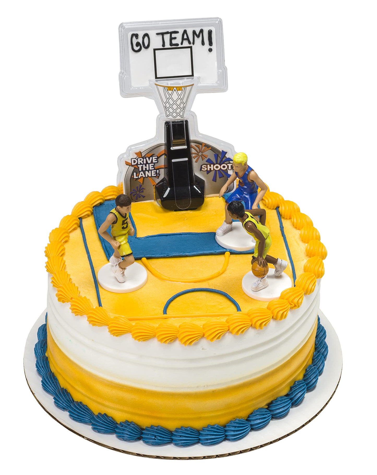 Decoset Basketball All Net Cake Topper, 5-Piece Cake Decoration Set, Birthday Decorations With 3 Figurines And Backboard, For Al