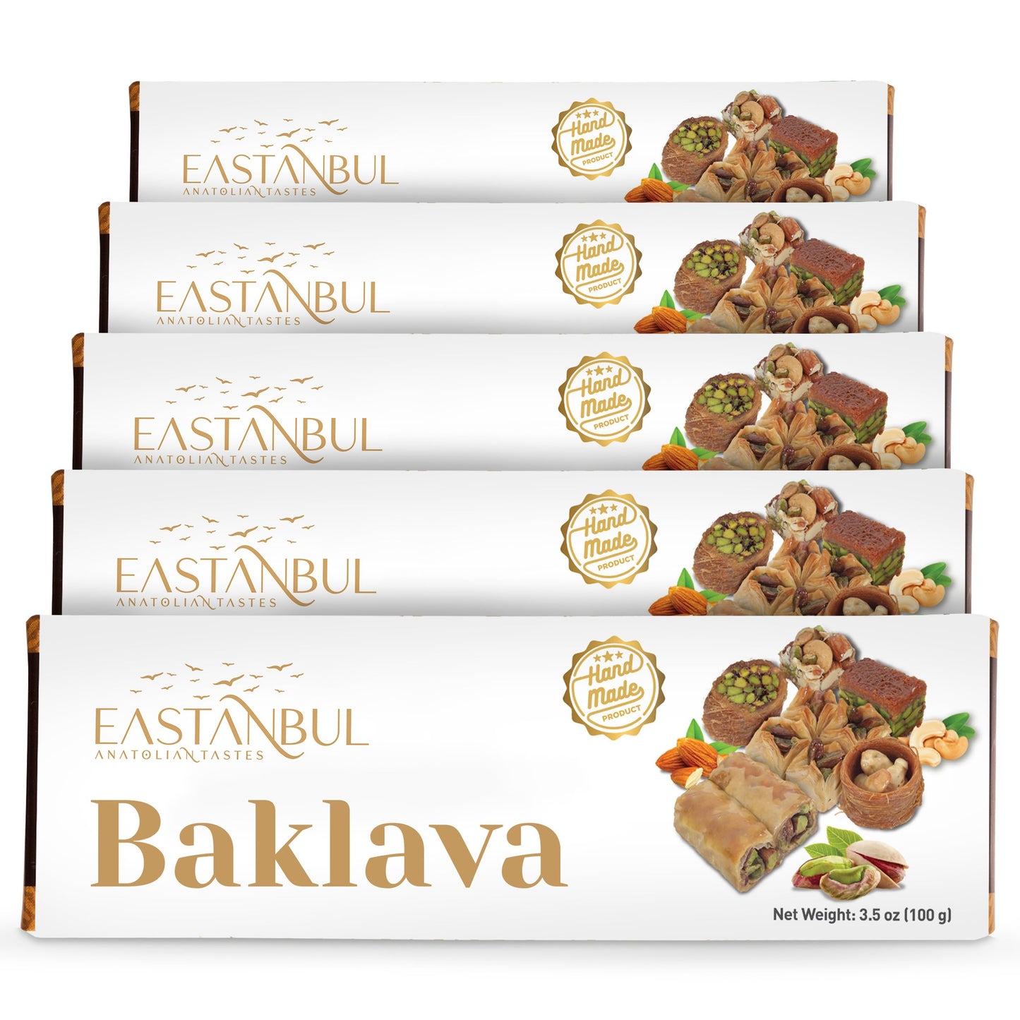 Eastanbul Baklava, 5 Packs Baklava Gift Box, Baklava Pastry, Middle Eastern Sweets Gift Box, Premium Gourmet Desserts, Baklava P
