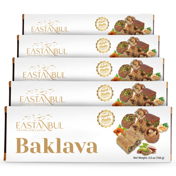 Eastanbul Baklava, 5 Packs Baklava Gift Box, Baklava Pastry, Middle Eastern Sweets Gift Box, Premium Gourmet Desserts, Baklava P