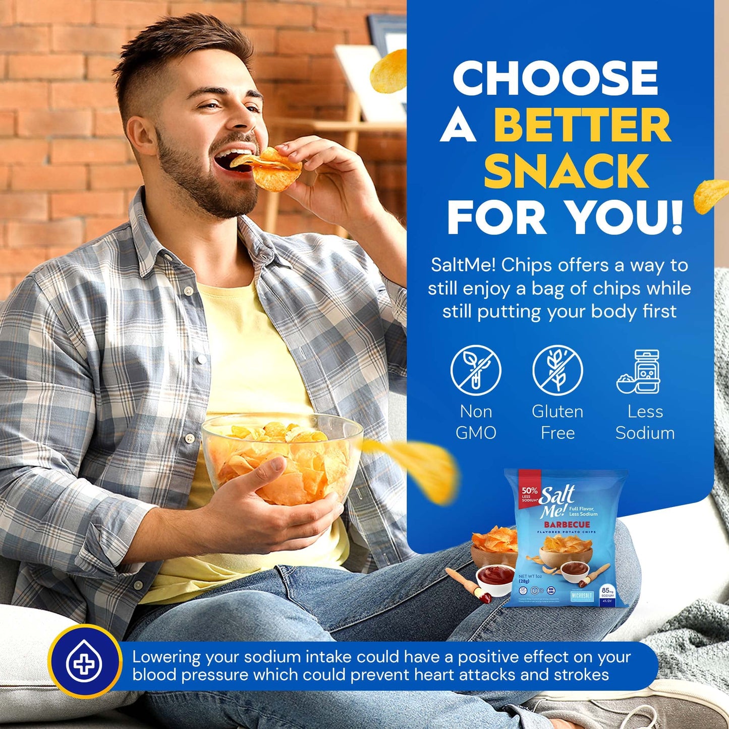 Saltme! Variety Pack Better For You Potato Chips - 24Ct 1Oz Bags - 50% Less Sodium, Kosher, Healthier Snack Pack- Best Full Flav