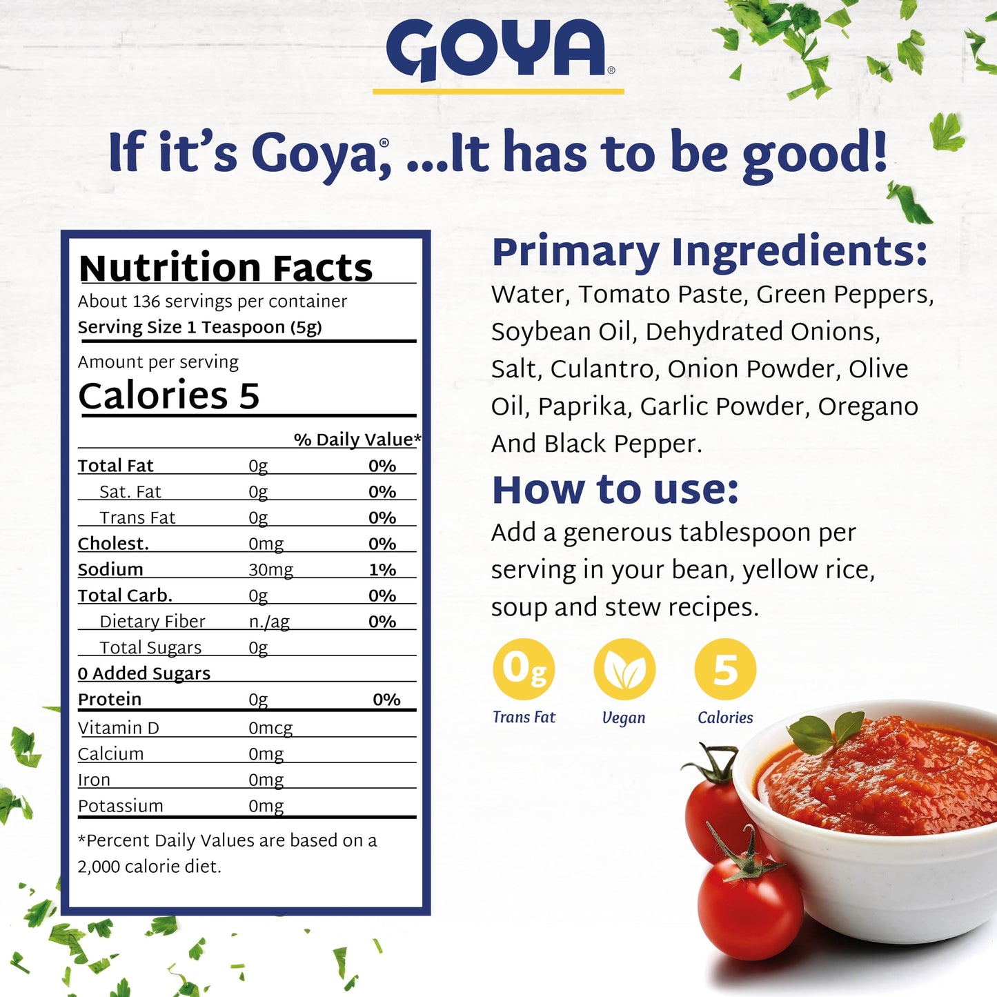 Sofrito Tomato Cooking Paste by Goya, Tomato Cooking Base with Green Peppers, Onion, Cilantro, Garlic, and Olive Oil, Latino Sea