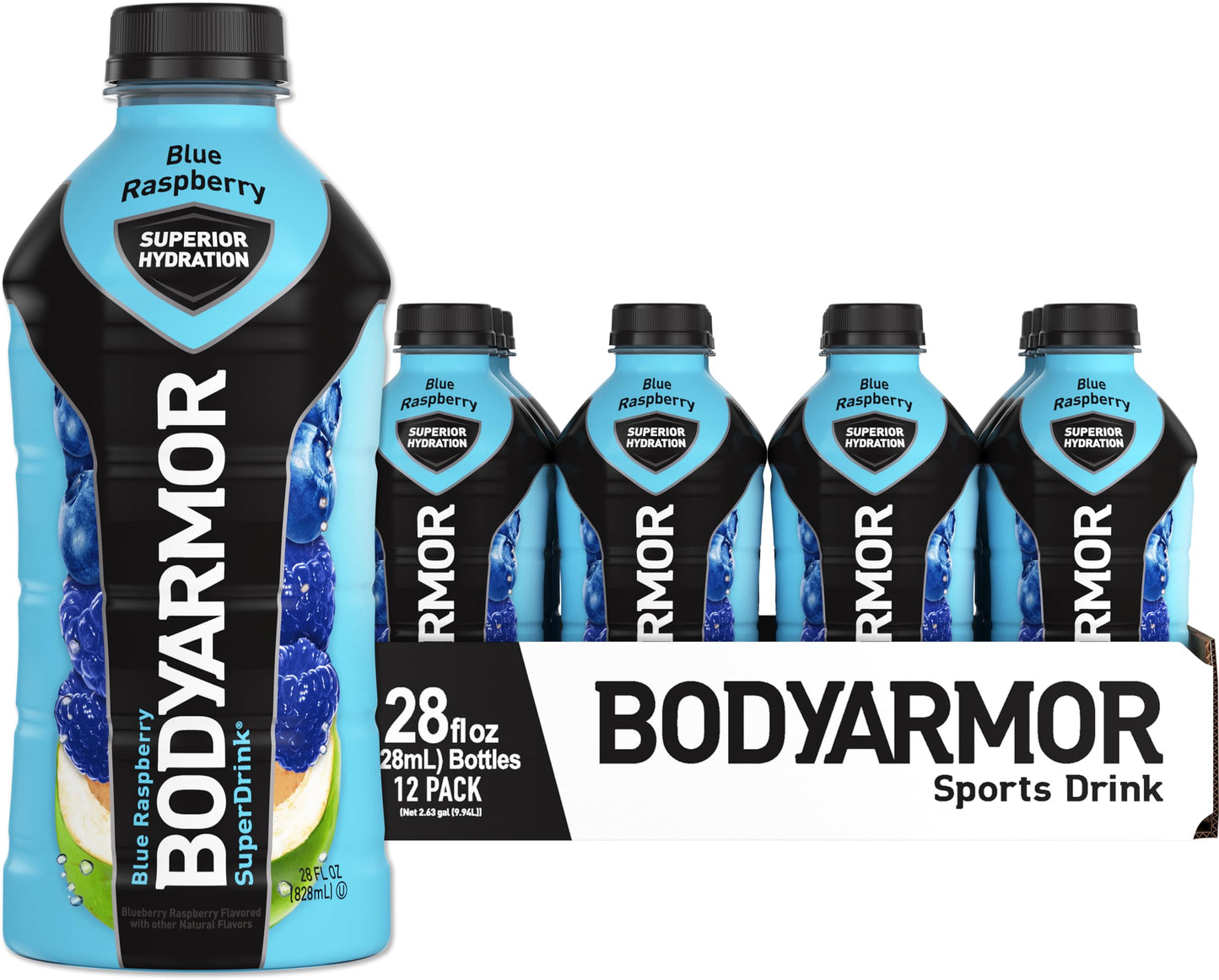 BODYARMOR Sports Drink Sports Beverage, Blue Raspberry, Coconut Water Hydration, Natural Flavors With Vitamins, Potassium-Packed