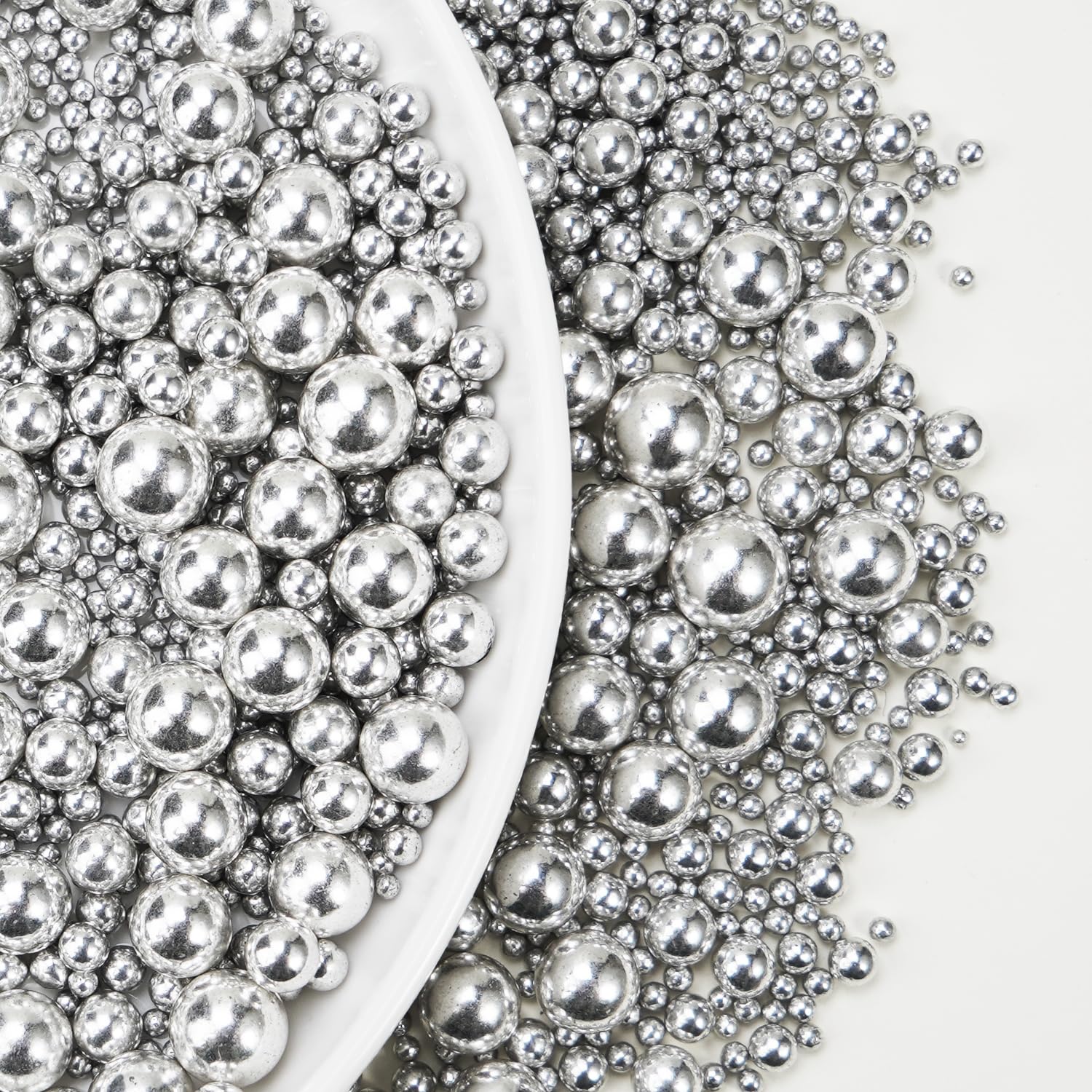 Joyvitas Silver Pearl Sugar Sprinkles, Edible Cake Decorations, 150g/5.29oz, Perfect for Cupcakes, Weddings, Holidays, and Parties