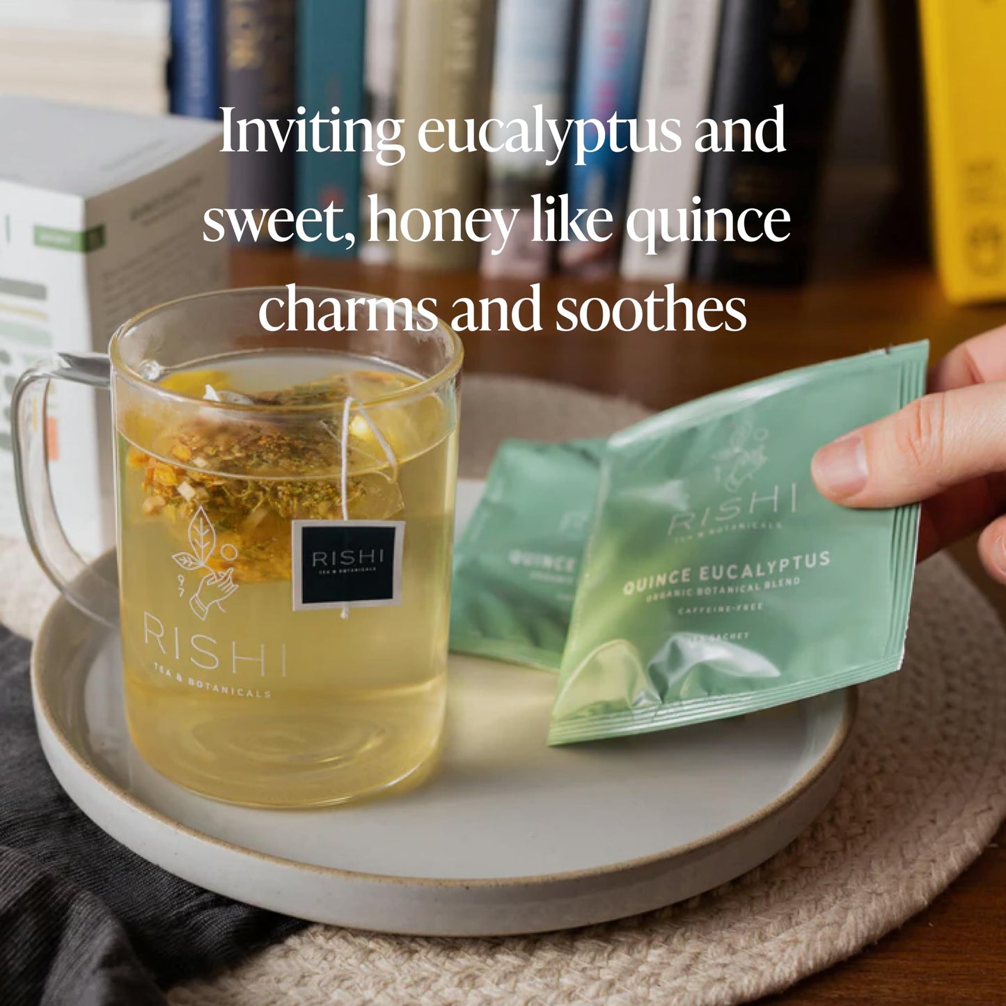 Rishi Tea Quince Eucalyptus Herbal Tea - Organic, Caffeine Free, 15 Count Sachet Bags, Direct Trade