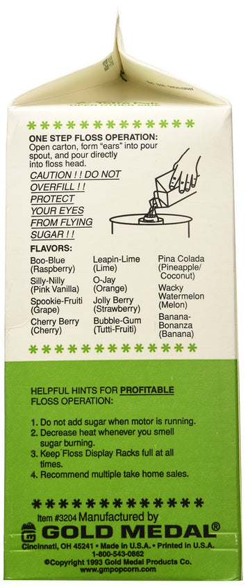 Gold Medal 3204 Lime Flossugar, 3.25 Lb Carton