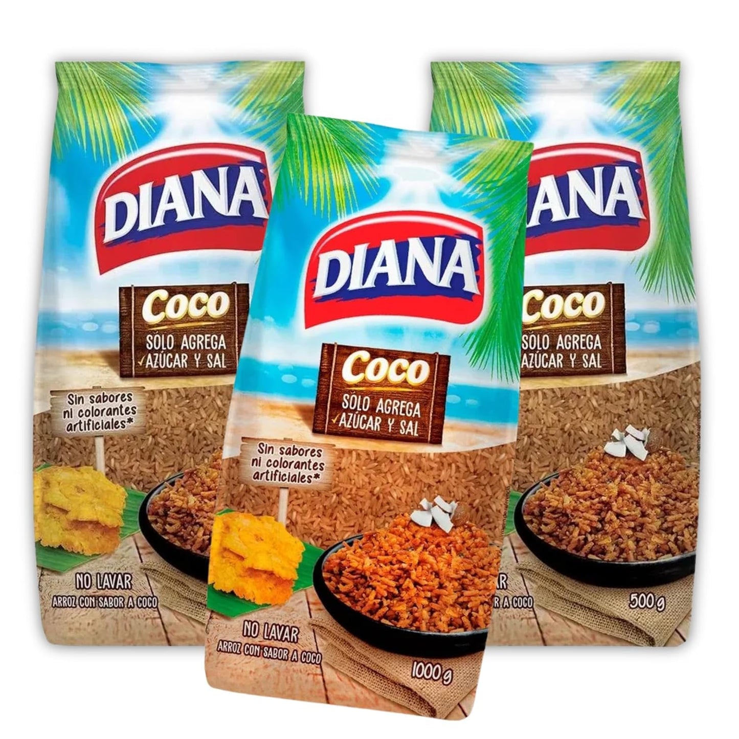 Coconut Rice (3 Pack Of 52.9Oz - 1Lb) Arroz De Coco Diana Coconut Rice Flavored Rice No Artificial Flavors Or Colors Colombian F