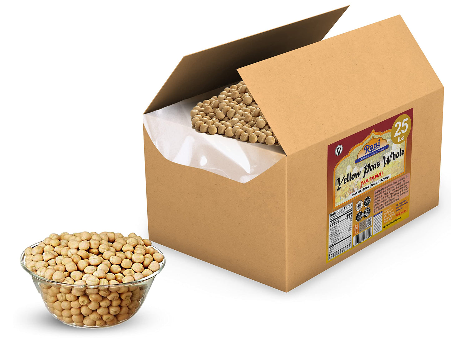 Rani Yellow Peas Whole, Dried (Vatana, Matar) 400Oz (25Lbs) 11.36Kg Bulk Box ~ All Natural | Vegan | Gluten Friendly | Product O