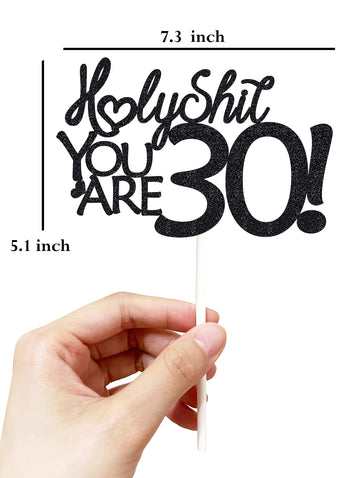 30 Birthday Cake Toppers - Black Glitter, Thirty, 30Th Birthday, Decorations