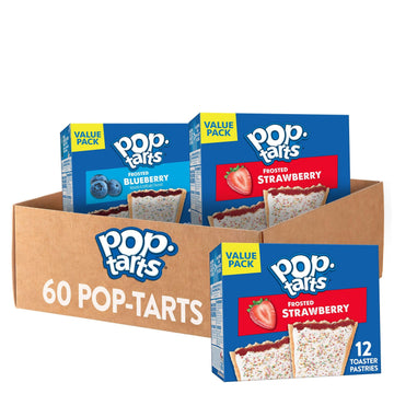 Pop-Tarts Toaster Pastries, Breakfast Foods, Kids Snacks, Value Pack, Variety Pack (60 Pop-Tarts)
