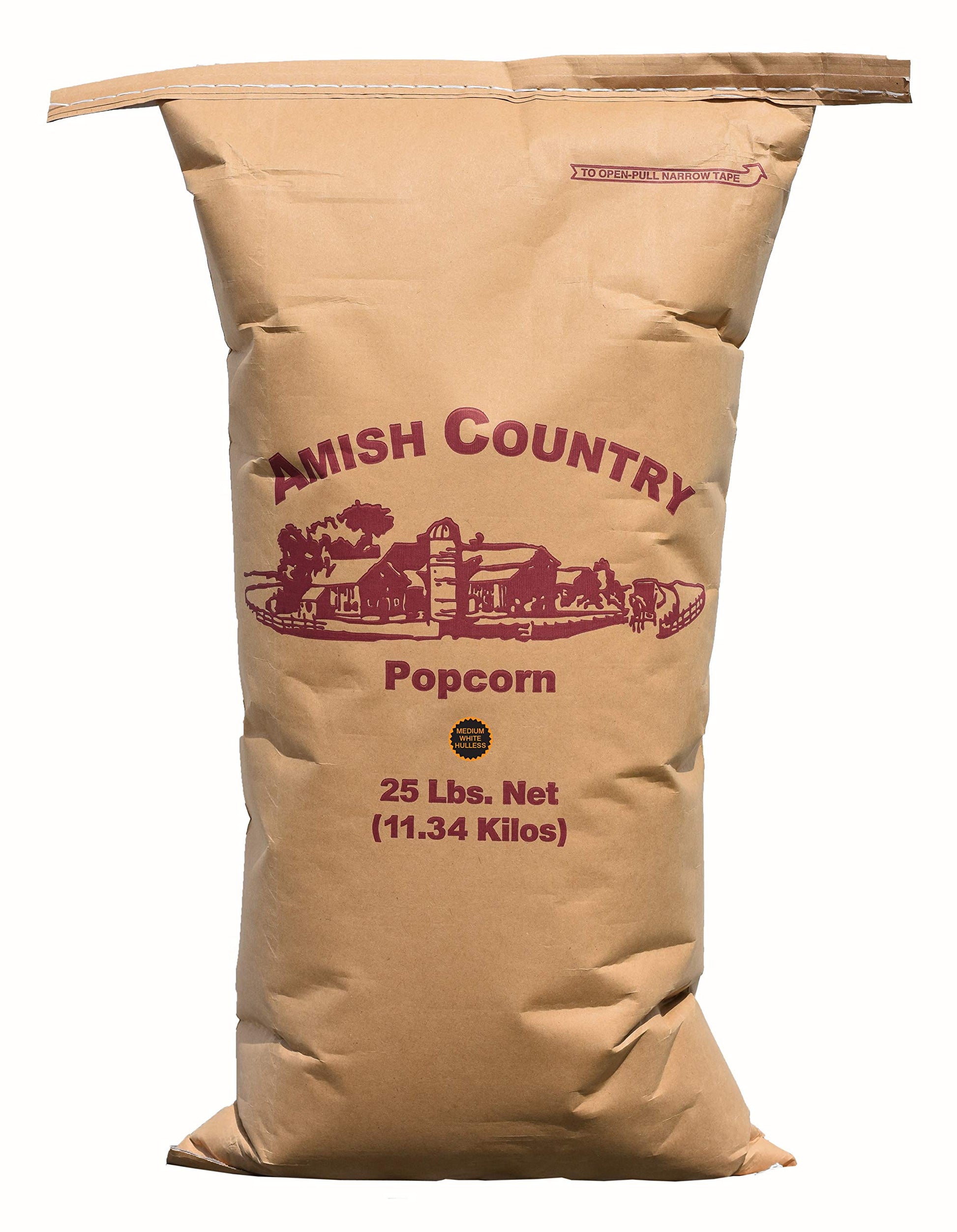 Amish Country Popcorn | 25 Lb Bag | Medium White Popcorn Kernels | Old Fashioned, Non-Gmo And Gluten Free (Medium White - 25 Lb