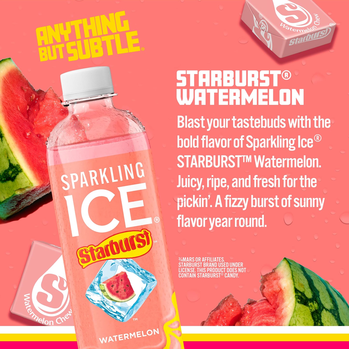 Sparkling Ice Watermelon Flavored Sparkling Water, Zero Sugar, 17 fl oz Bottles, Pack of 12
