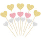 Gyufise Heart Cupcake Toppers, 30Pcs Glitter Picks for Valentines Day, Gold Pink Silver, Paper, Model ZN0555-MU1