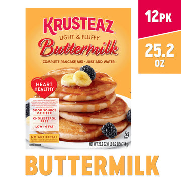 Krusteaz Heart Healthy Buttermilk Pancake And Waffle Mix, Light & Fluffy, 25.2 Oz Boxes (Pack Of 12)