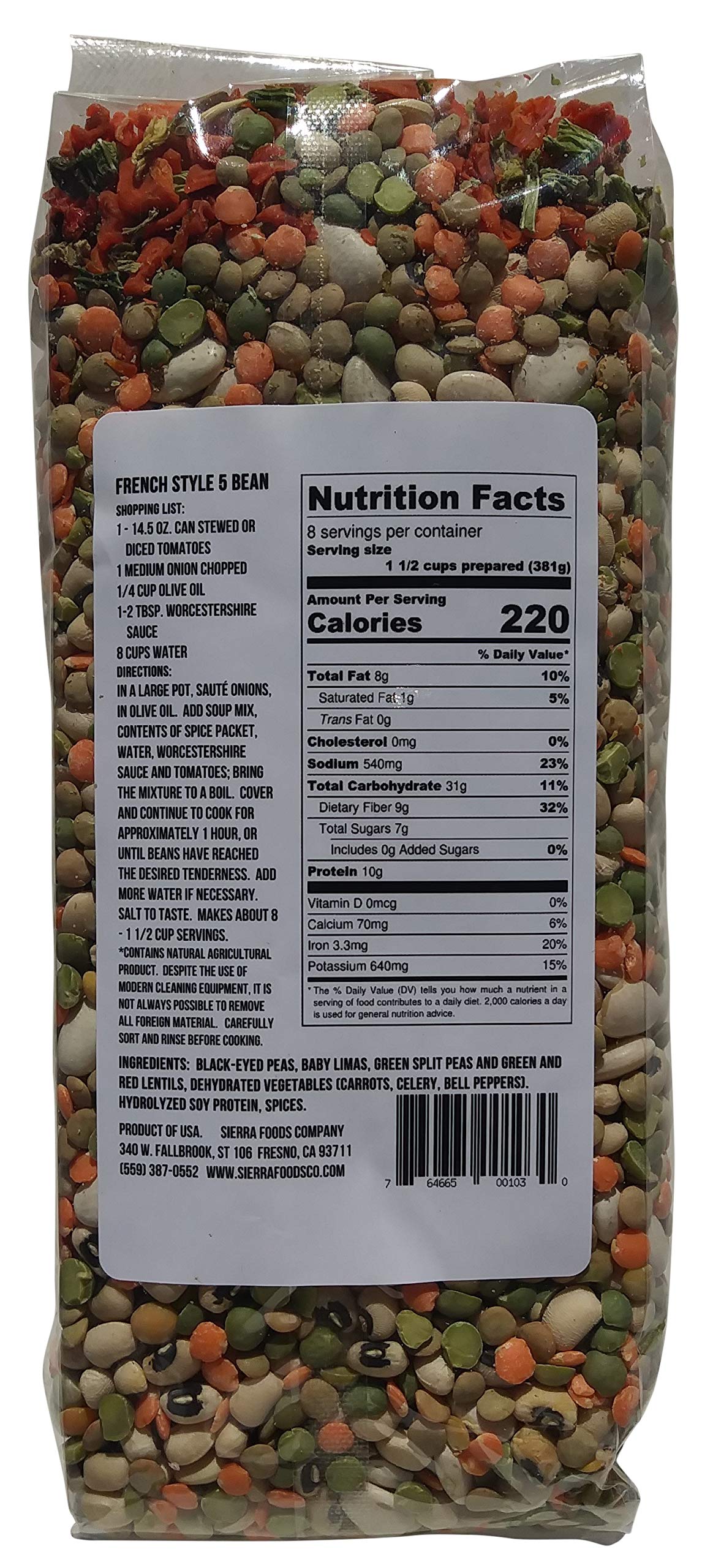 Sierra Soups Healthy, Hearty, All Natural And Gluten Free Soups - 3 Pack Assortment: Fresno Fog Split Pea, French Style 5 Bean &