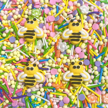 Sentovac Spring Bees Sprinkles Colorful Peals Jimmies Mix Edible Sprinkle for Cake Decorating Candy Cupcake Cake Topper Cookie B