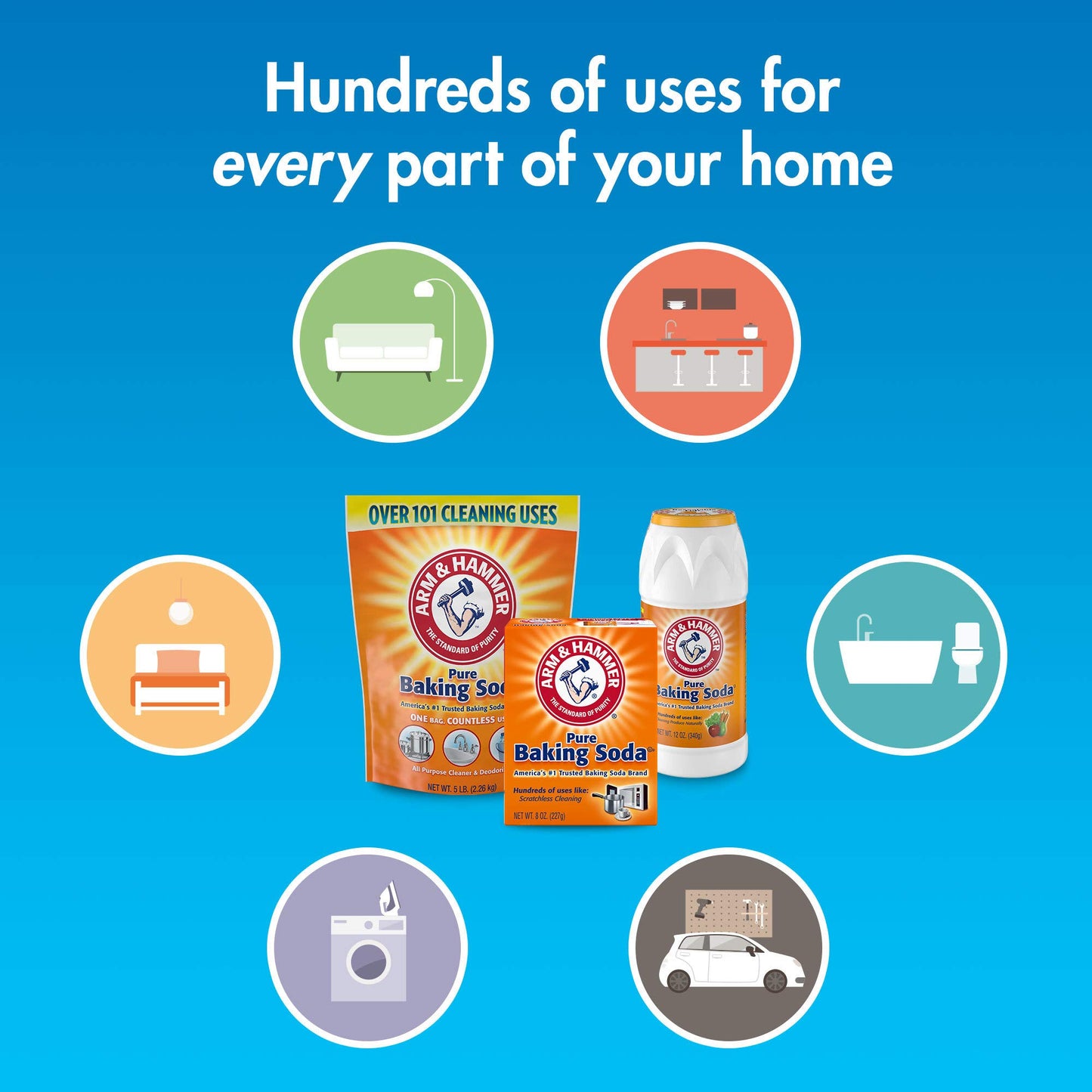 Arm & Hammer Pure Baking Soda, 8 Ounce (Pack of 3)