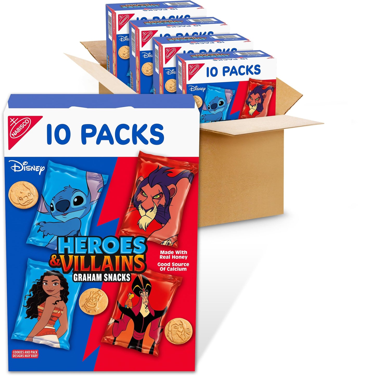 Disney Heroes and Villains Graham Snacks, Custom Cookies Variety Pack, 40-1 oz Kids Snack Packs