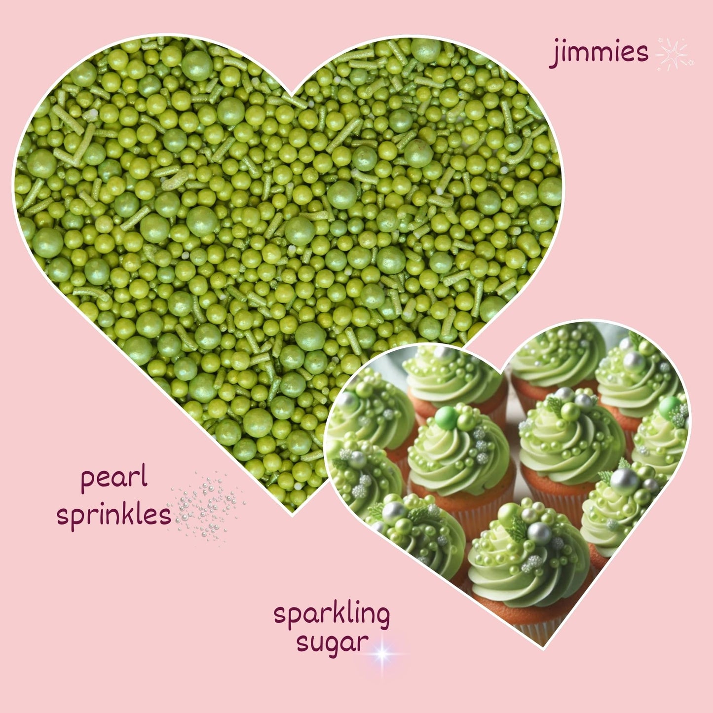 Confect Lime Green Christmas Sprinkles | Mix Pearls & Jimmies Sprinkles For Cakes & Cupcakes Decoration | Vegan, Gluten-Free, So
