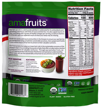 Amafruits Acai Berry Frozen Puree Traditional Mix Smoothie And Bowl Packs | Usda Organic | Non-Gmo Certified |Antioxidant Rich S