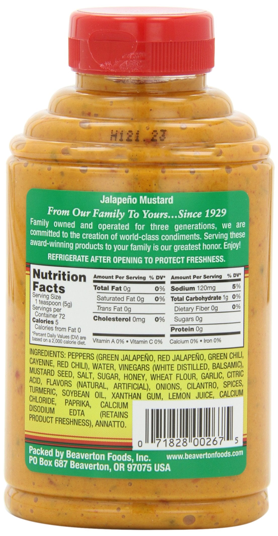 Beaver Jalapeno Mustard, 13 Ounce Squeeze Bottle (Pack Of 6)