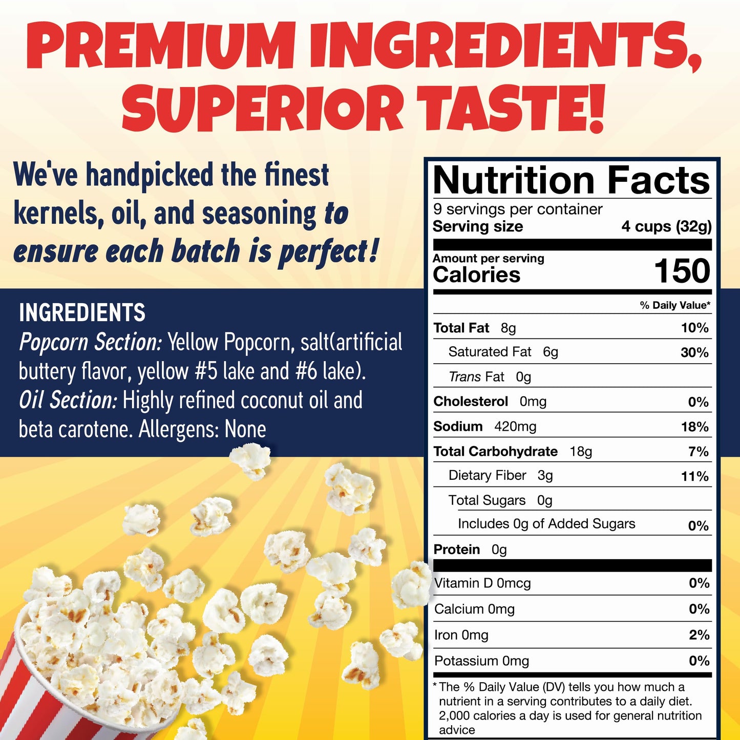 Popcorn Kits By Premium America, Popcorn Machine Popcorn Packets, Popcorn Kernels, Bulk Dual All In One Popcorn Packs, Movie The