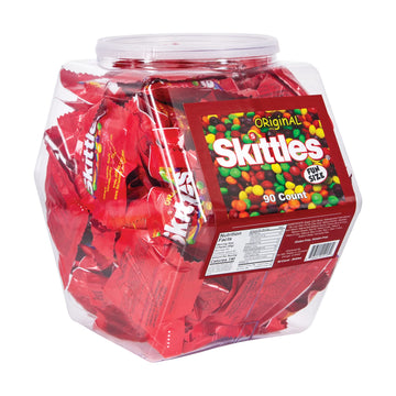 Skittles Candy Skittles Bulk Variety Pack | 90 Individually Wrapped Fun Size Bags In Reusable Plastic Tub | Assortment Of Original Candy Flavors