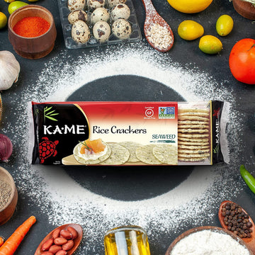 Ka-Me Seaweed Rice Crackers 3.5 Oz, Authentic Asian Ingredients, Certified Gluten-Free, No Artificial Flavors/Colors, Non Gmo -