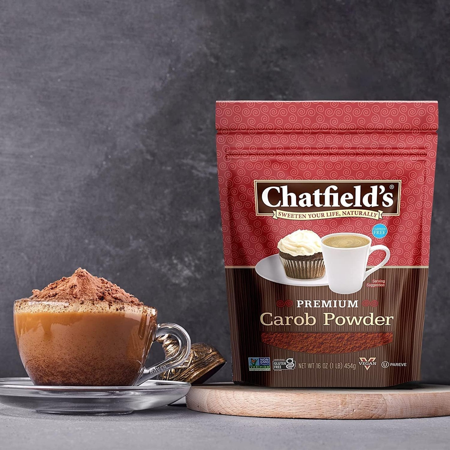 Chatfields enhanced Carob Powder  Caffeine-Free  Vegan Friendly  Kosher  Gluten Free & Non-GMO  16 Ounce (Pack of 6)