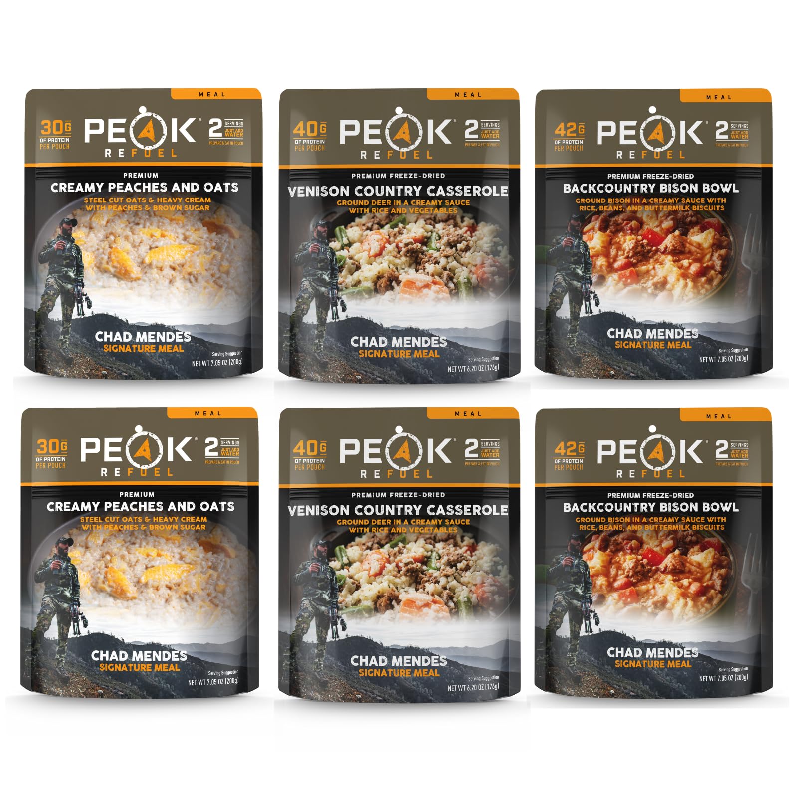 Peak Refuel Mendes Signature Variety 6-Pack | Premium Freeze-Dried Variety Meals | Hunting, Survival, Camping, Backpacking Food 