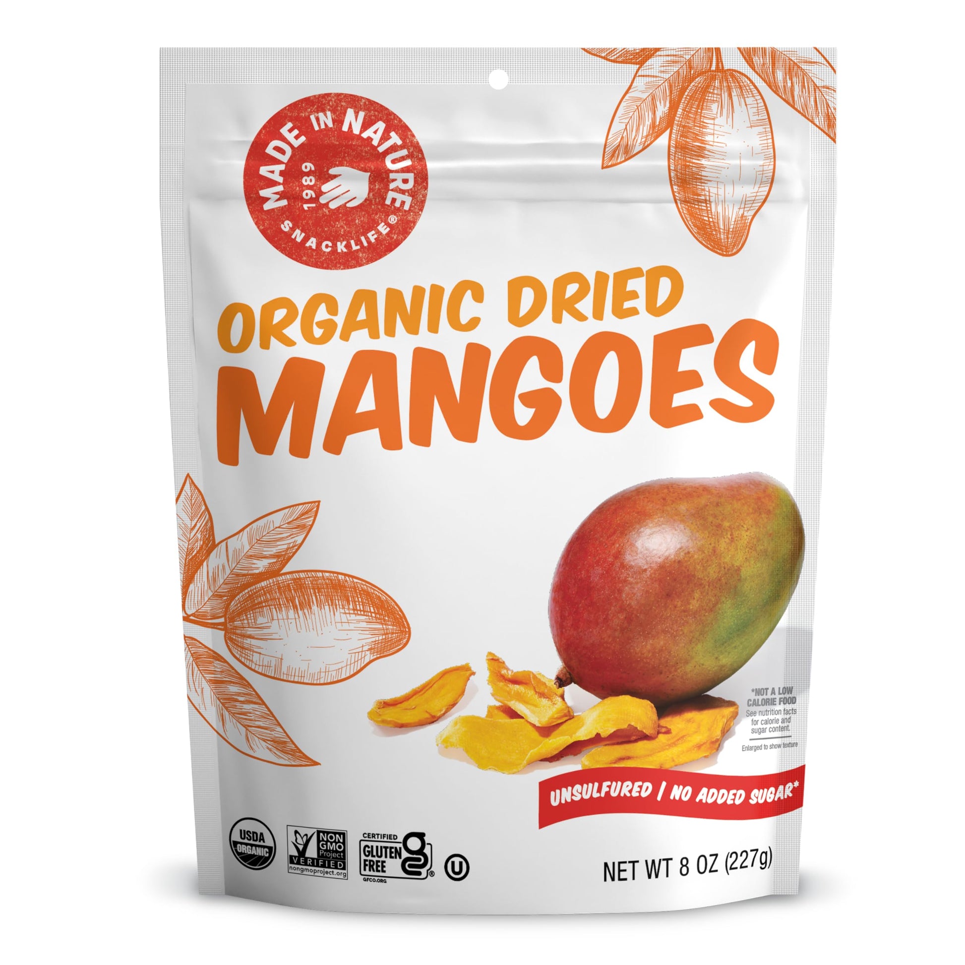 Made in Nature Organic Dried Mangoes, Non-GMO, Gluten Free, Unsulfured, Vegan Snack, 8oz (Pack of 1), Packaging May Vary