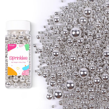 Silver Pearl Sprinkles for Cake Decorating,Metallic Sprinkles for Cupcake Toppers Baking Cookie Ice Cream, Lover Birthday Celebr