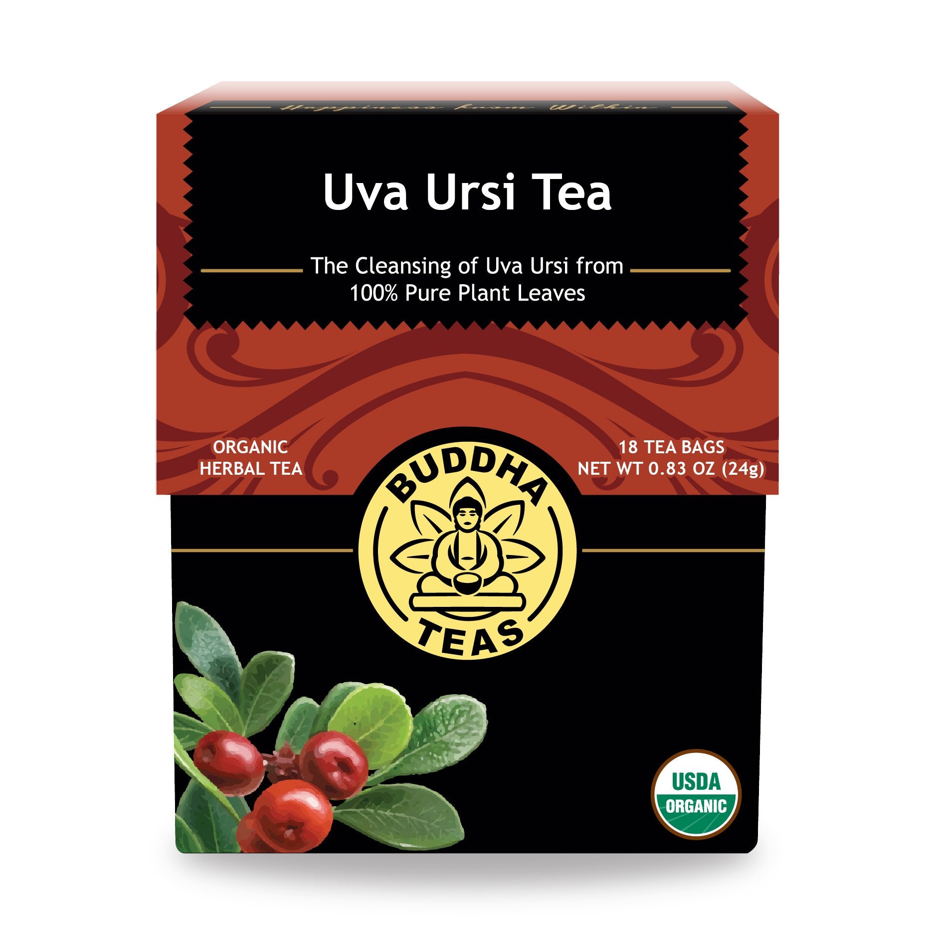 Buddha Teas Organic Uva Ursi Tea - OU Kosher, USDA Organic, CCOF Organic, 18 Bleach-Free Tea Bags
