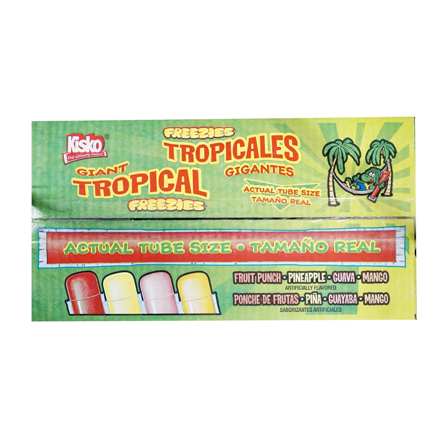 Kisko Giant Tropical Freezies, 50 Count Freeze Pops, 5.5oz Each, Fruit Punch, Pineapple, Guava and Mango Flavored Ice Pops